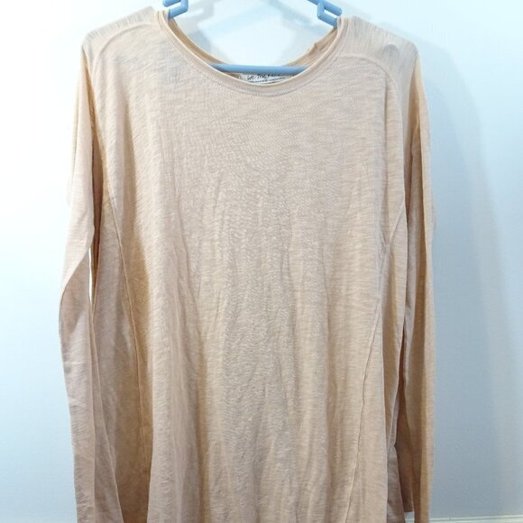 Free People S Aria Trapeze Shirt Long Sleeve Peach NEW Casual Flowy Coastal - Picture 1 of 6